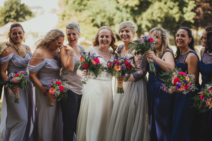 boho bridal party at festival wedding