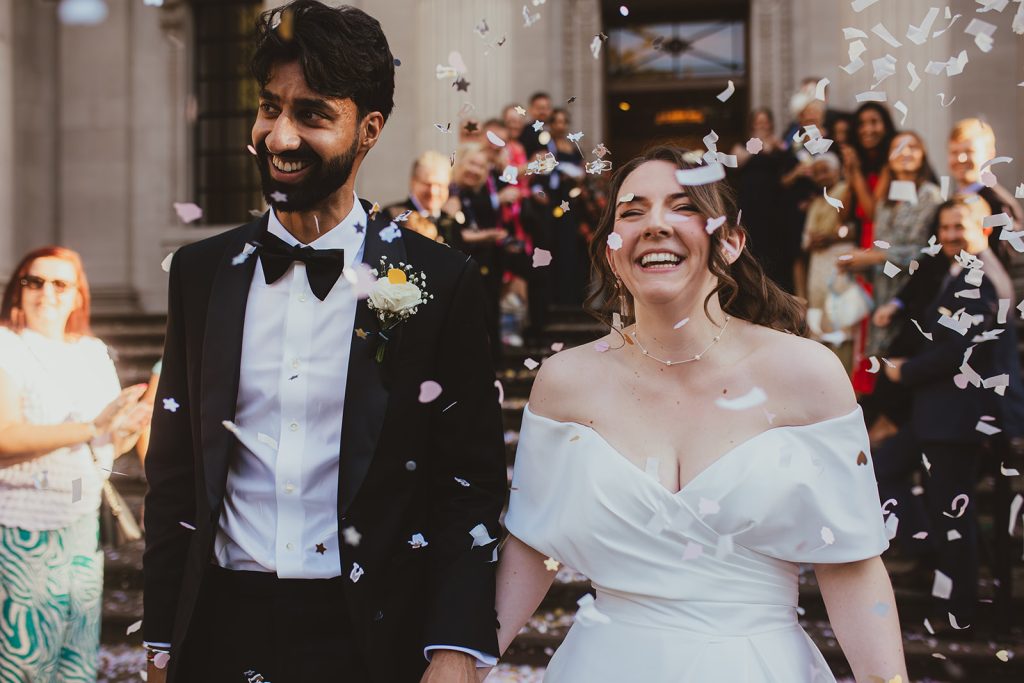 Old Marylebone Town Hall, London wedding, London wedding photographer, Old Marylebone Town Hall confetti photo