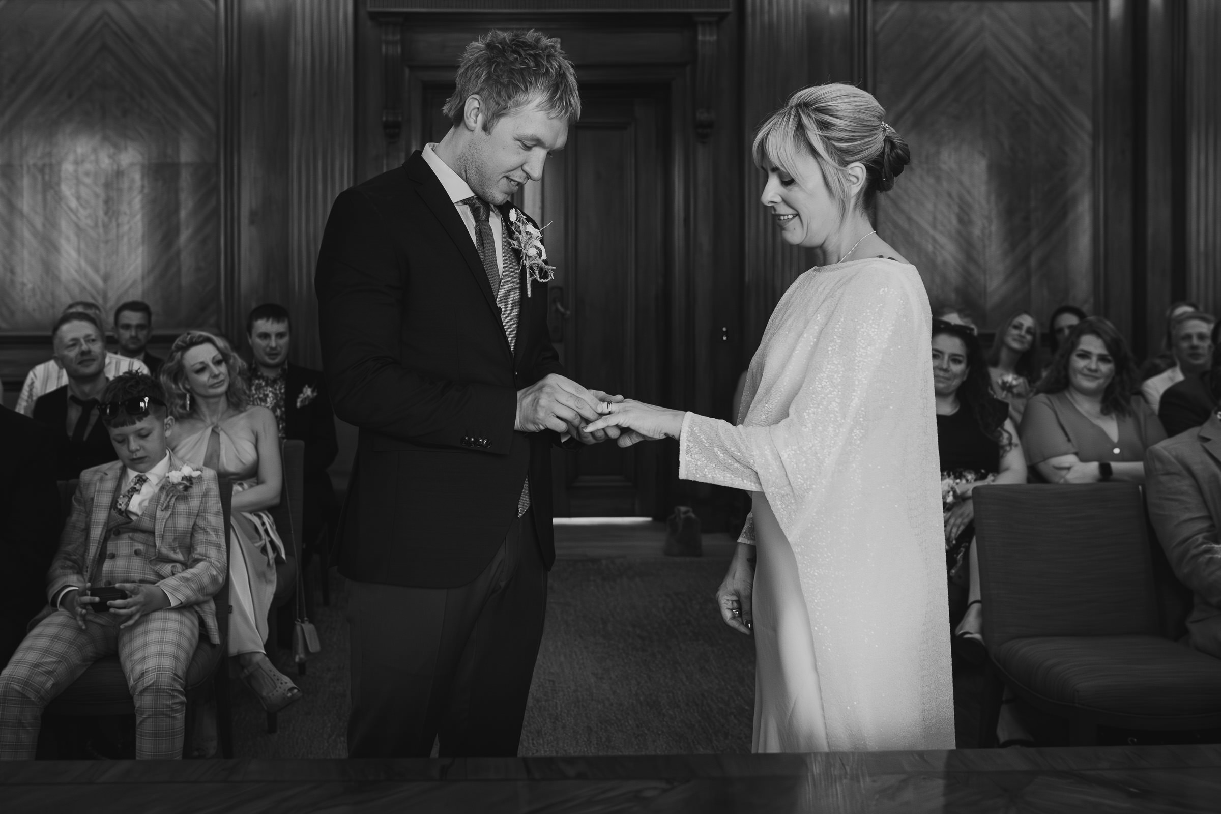 Couple at their Old Marylebone Town Hall wedding ceremony