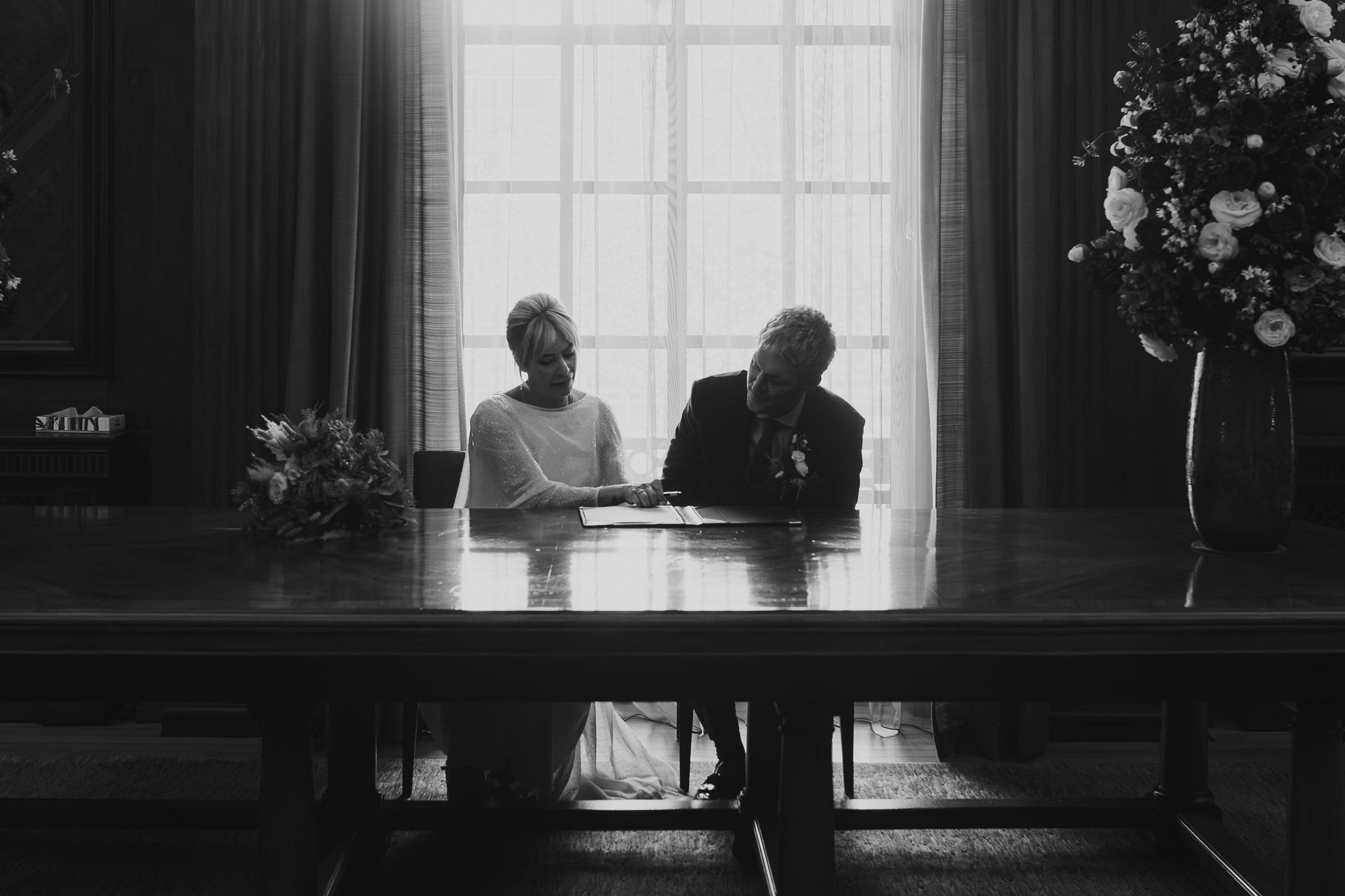 Couple at their Old Marylebone Town Hall wedding ceremony