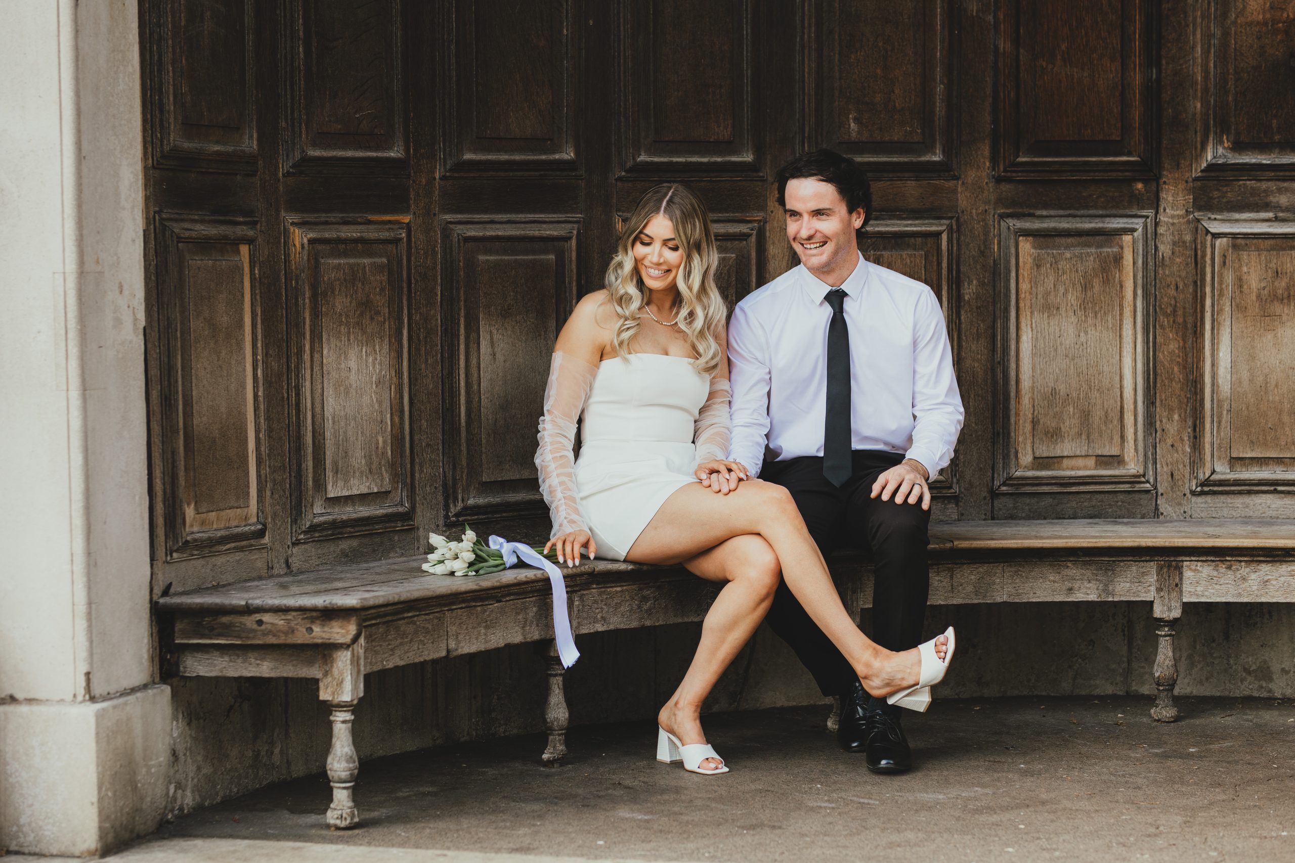Couple portrait in London, modern and understated elopement style
