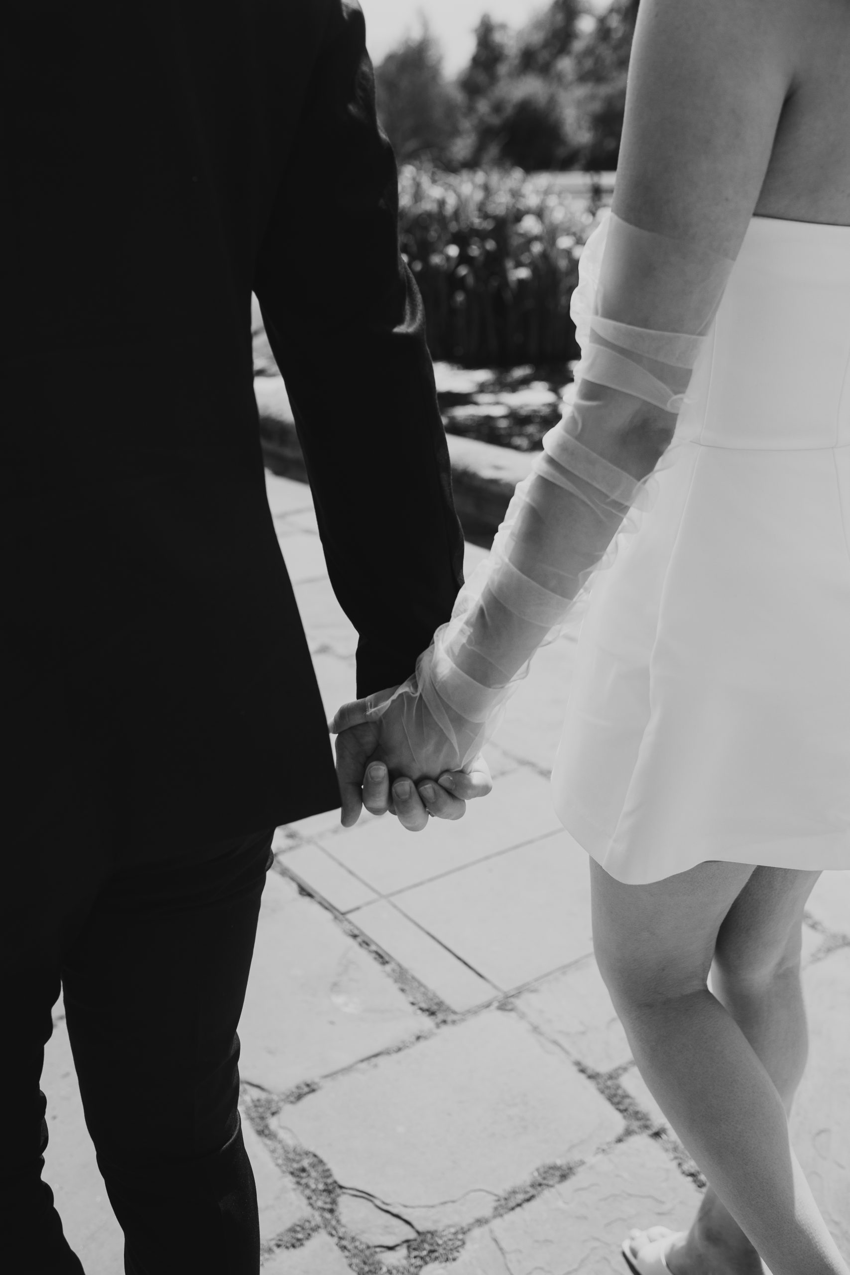 Close-up of hands and wedding details during a London elopement