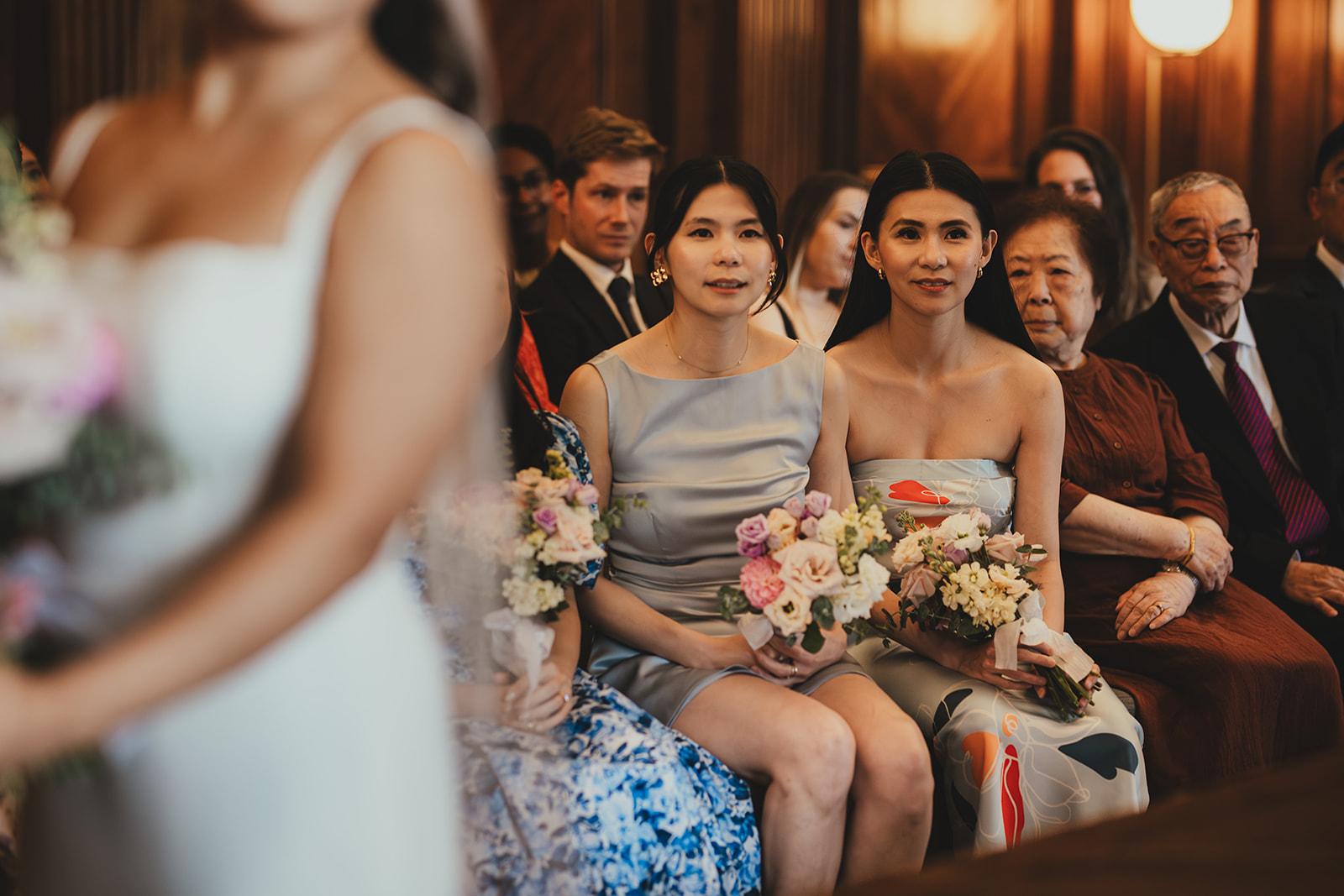 Guests witnessing the ceremony in the Westminster Room at Old Marylebone Town Hall, London