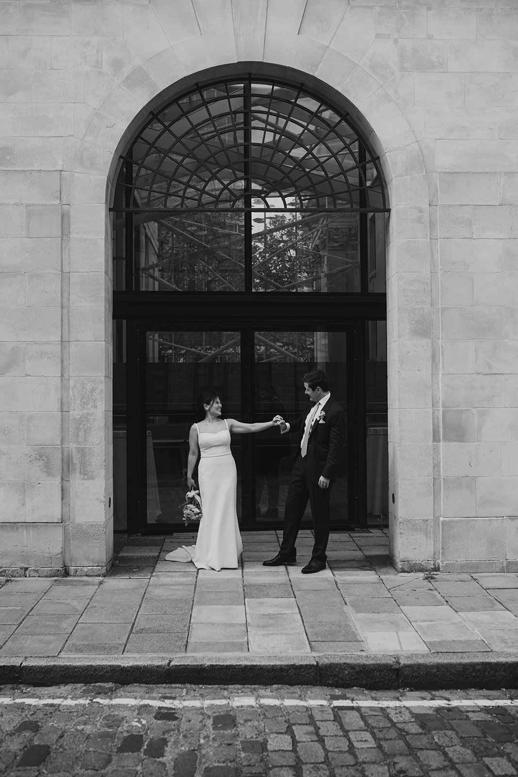 Bride and Groom Portrait behind Old Marylebone Town Hall, London