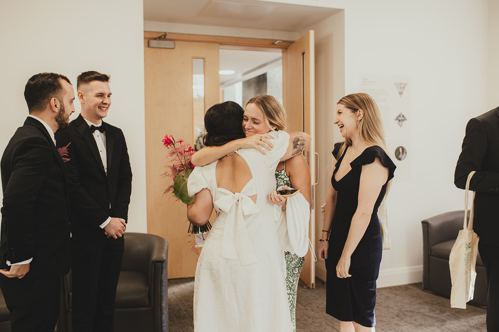 Lambeth Town Hall wedding ceremony in the Olive Morris Suite, embracing guests