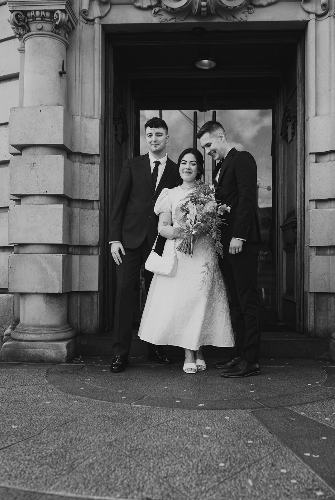 Lambeth Town Hall wedding ceremony, group photo outside the town hall