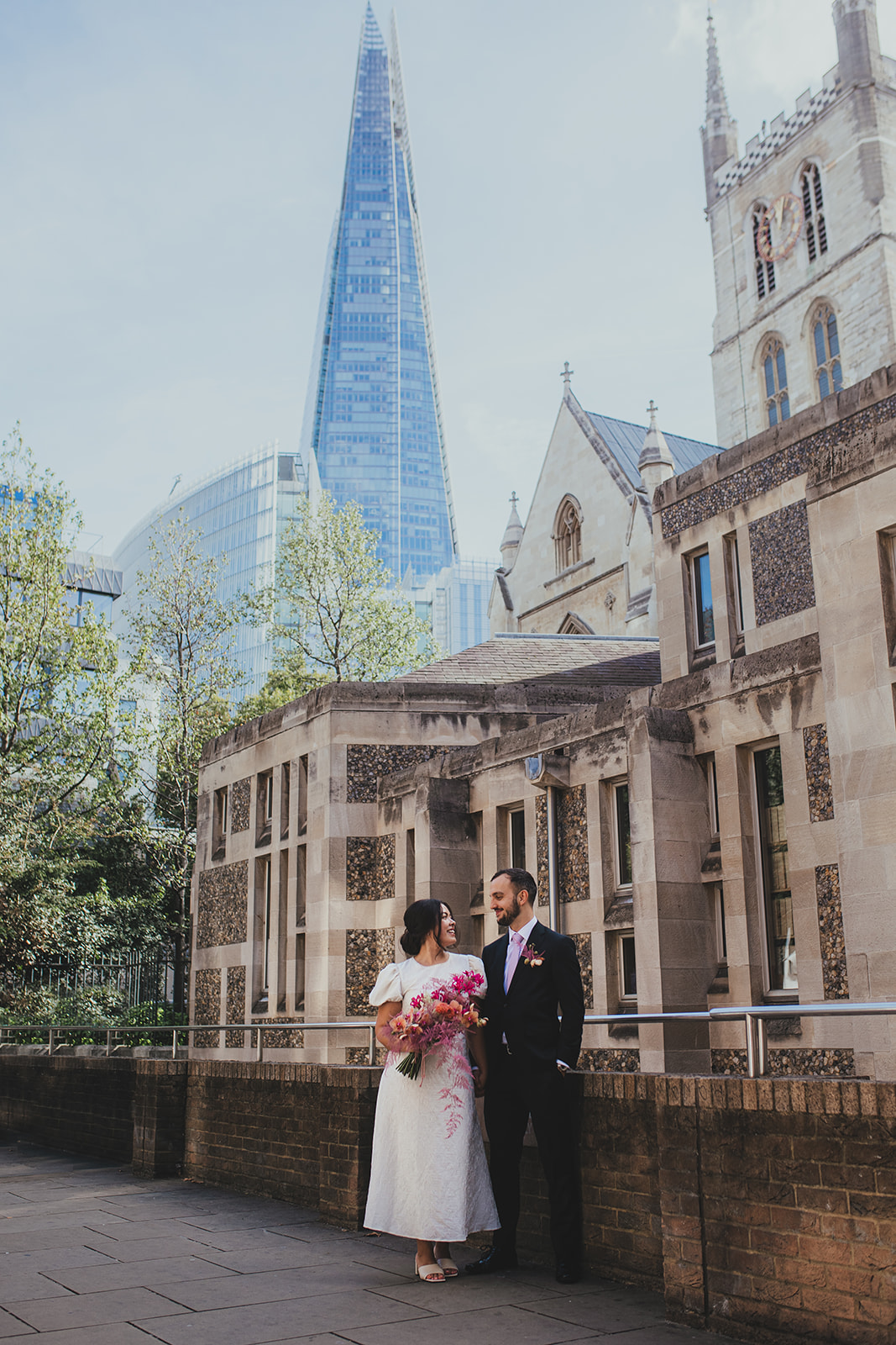 Couple at Hawksmoor Spitalfields for their East London wedding reception