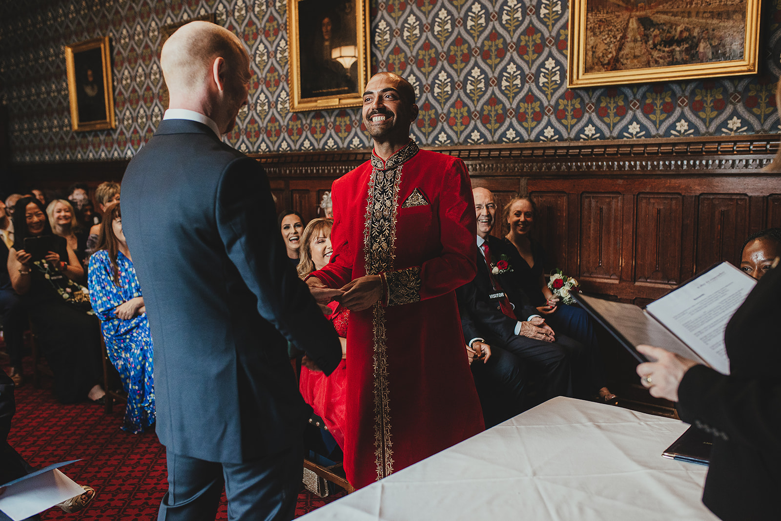 Grooms at their wedding ceremony in the Palace of Westminster