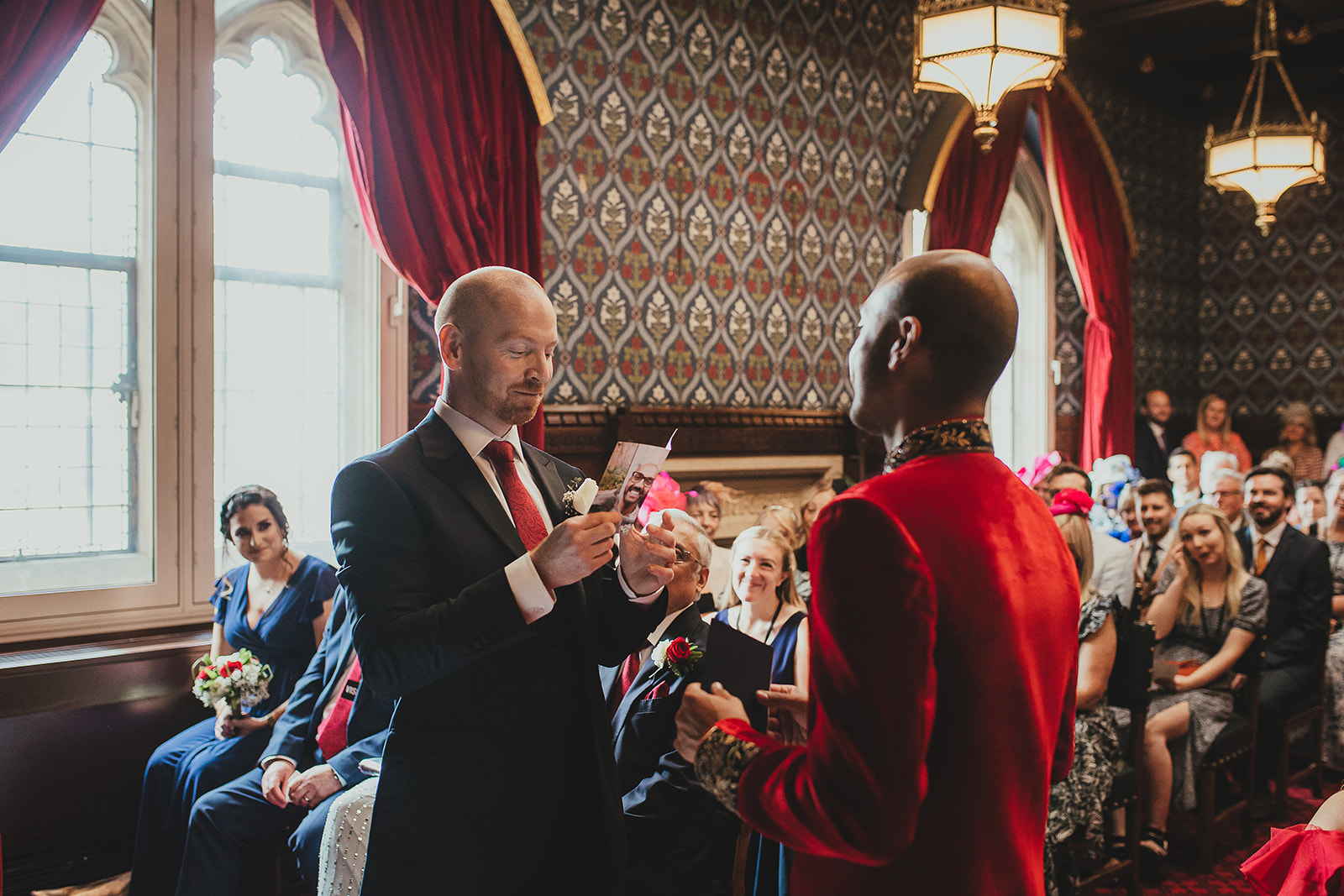 Grroms at their wedding ceremony in the Palace of Westminster