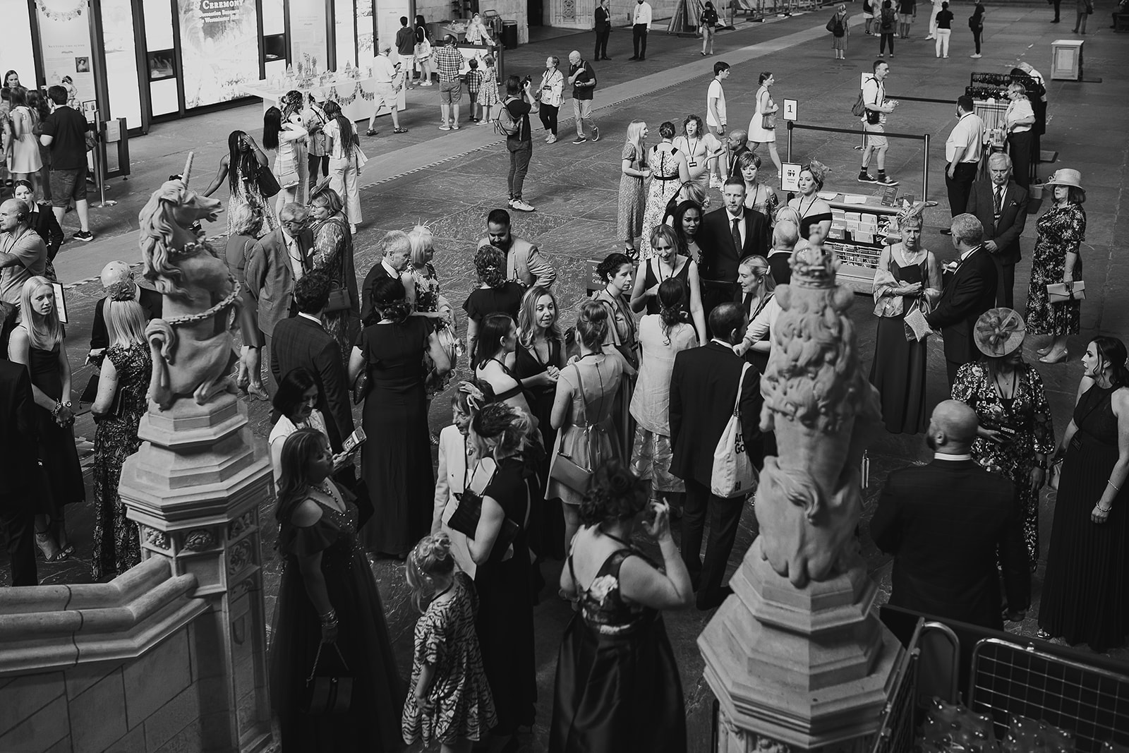 Guests gathering inside the Palace of Westminster after the wedding ceremony
