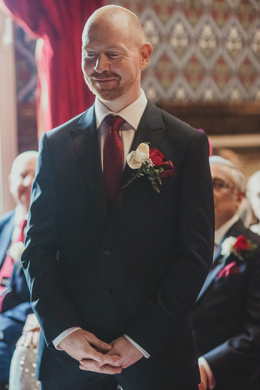 Groom waiting at ceremony in the Palace of Westmisnter