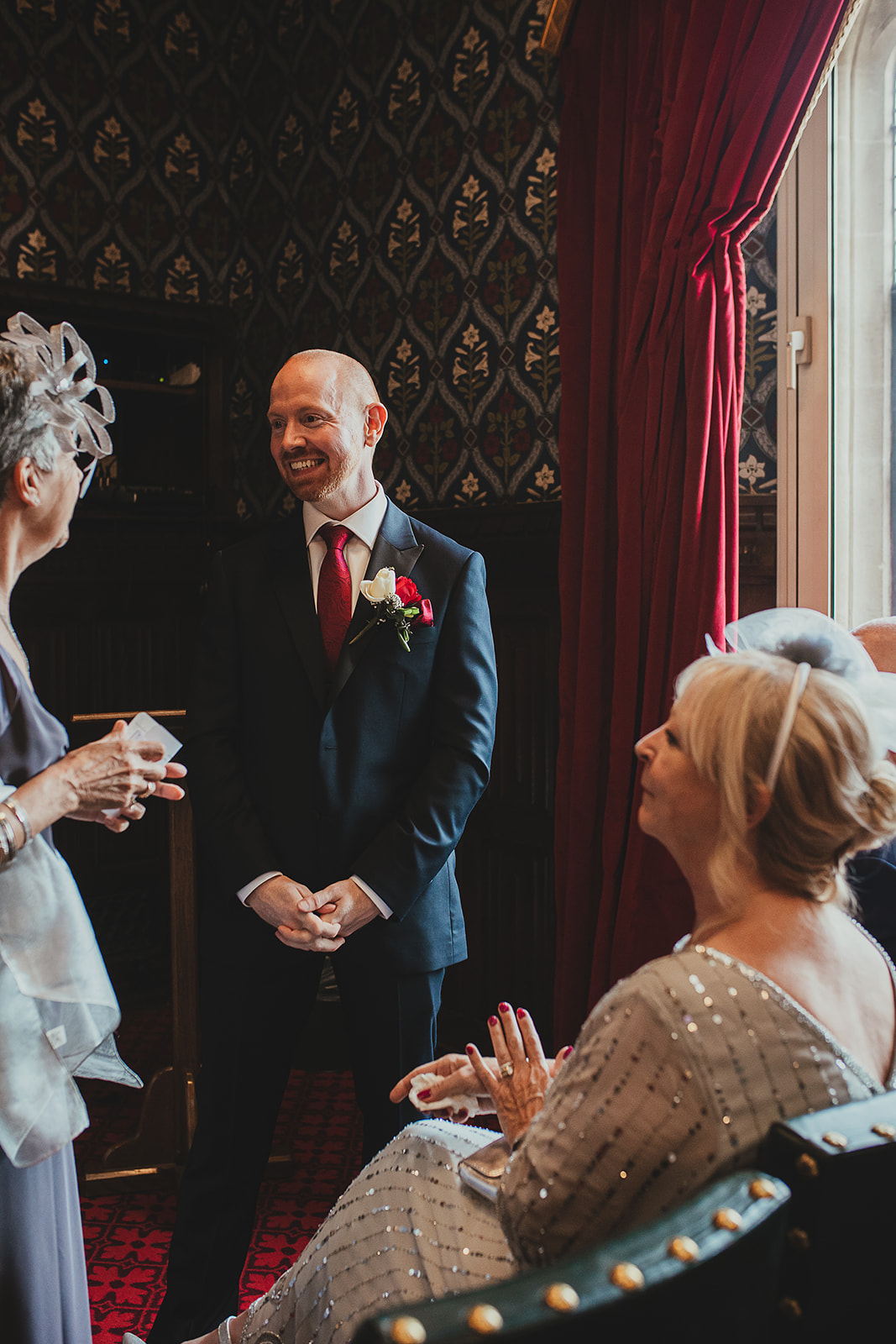 Groom waiting at ceremony in Palace of Westmiinster