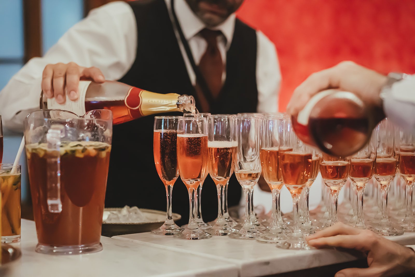 Detail photo of drinks at drinks reception in Palace of Westminster