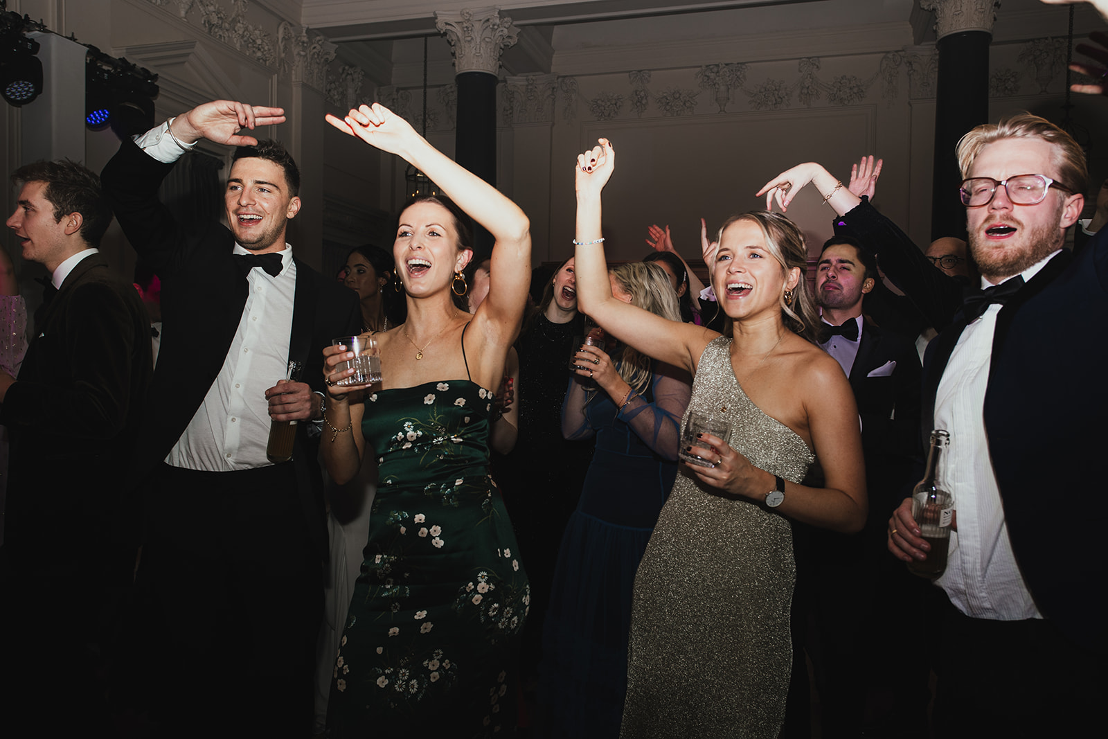 London winter wedding portraits with skyline backdrop