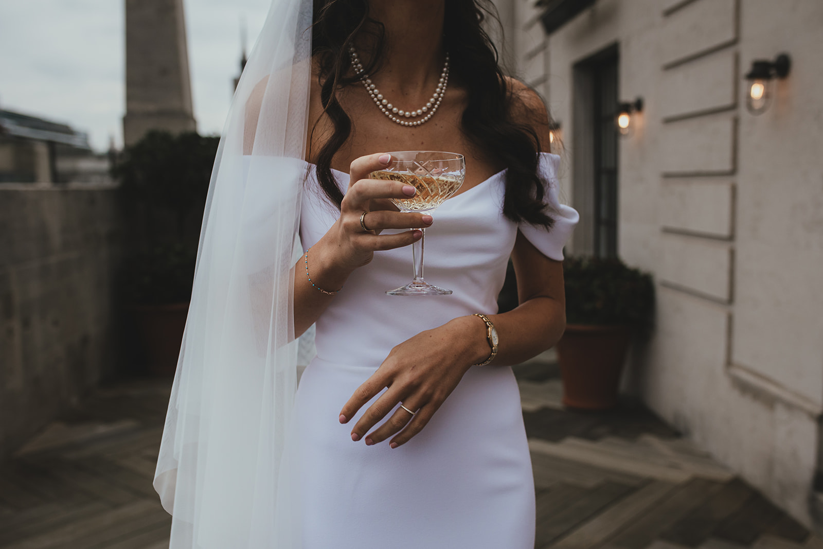 Bride and groom portraits at The Ned London winter wedding