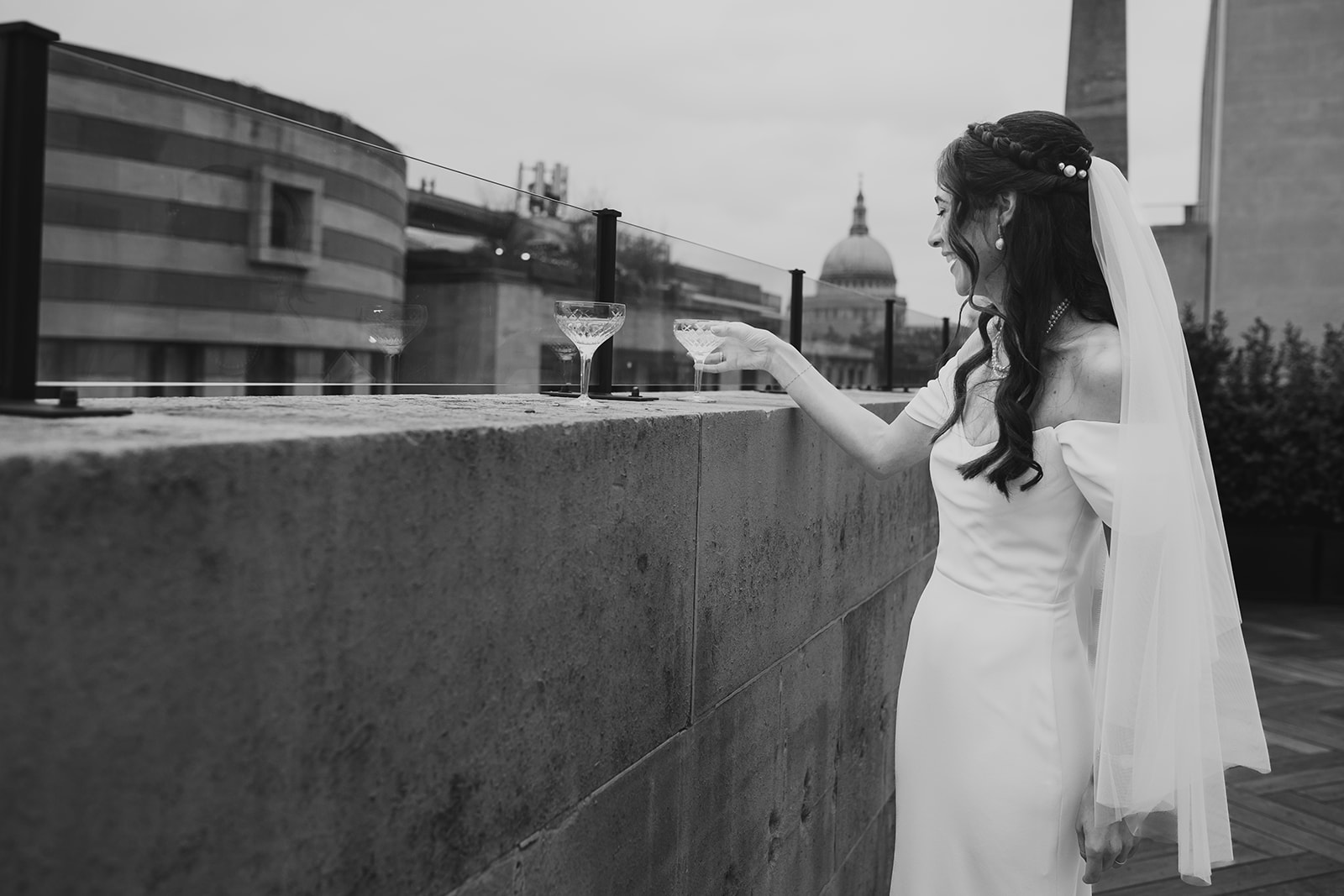 Bride and groom portraits at The Ned London winter wedding