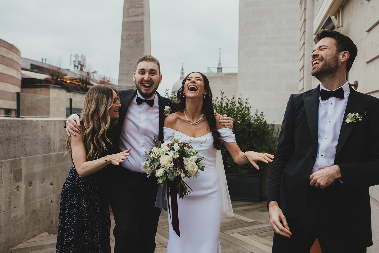 Wedding reception at The Ned overlooking London skyline