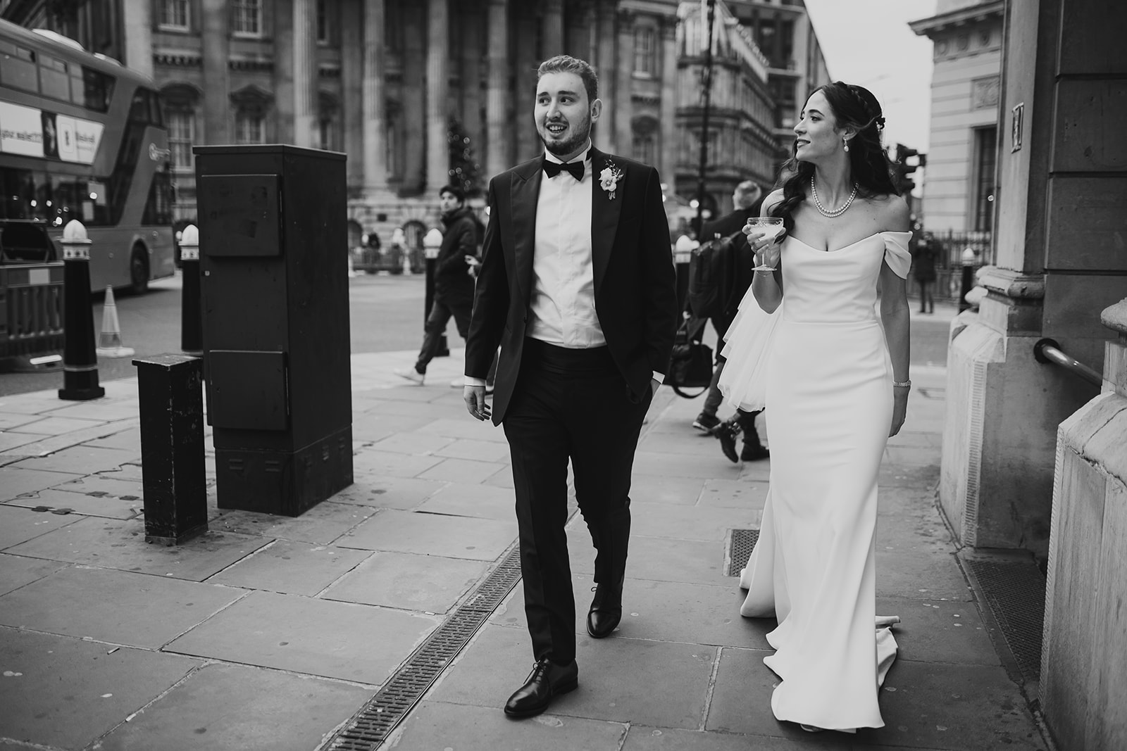 Bride and groom portraits at The Ned London winter wedding