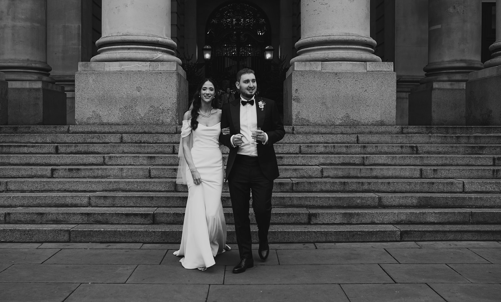 Bride and groom portraits at The Ned London winter wedding
