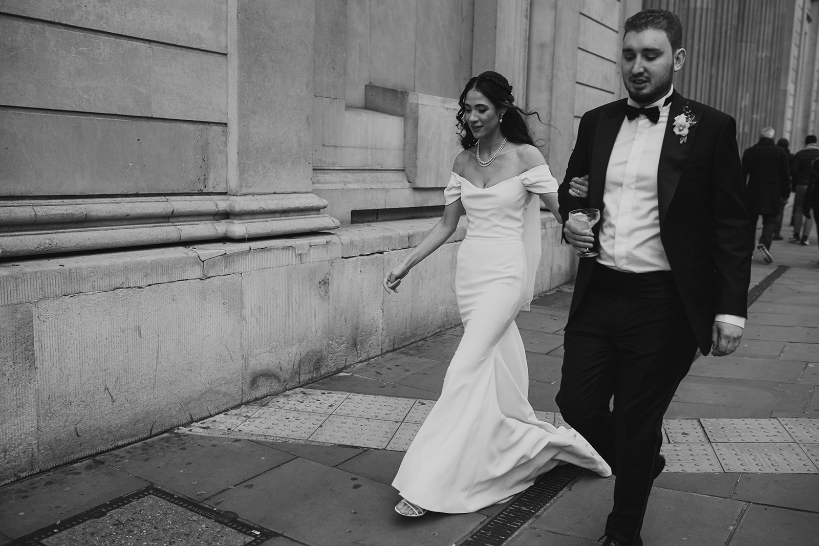 Bride and groom portraits at The Ned London winter wedding