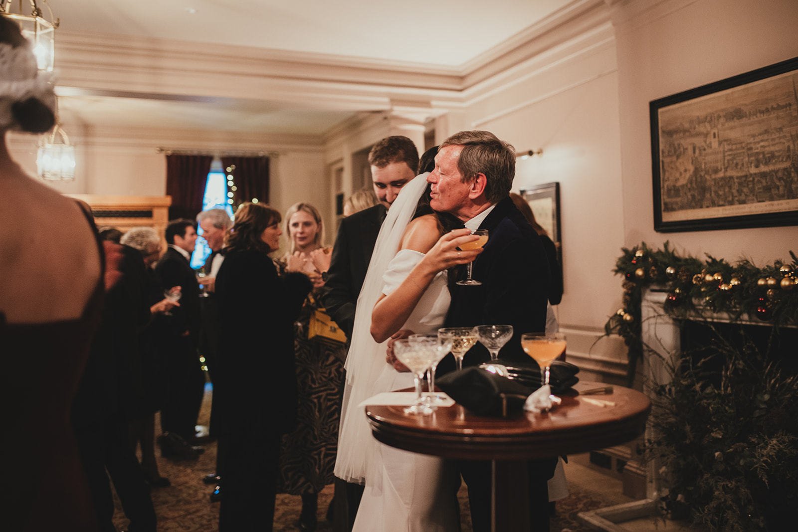 Intimate Christmas wedding reception at The Ned