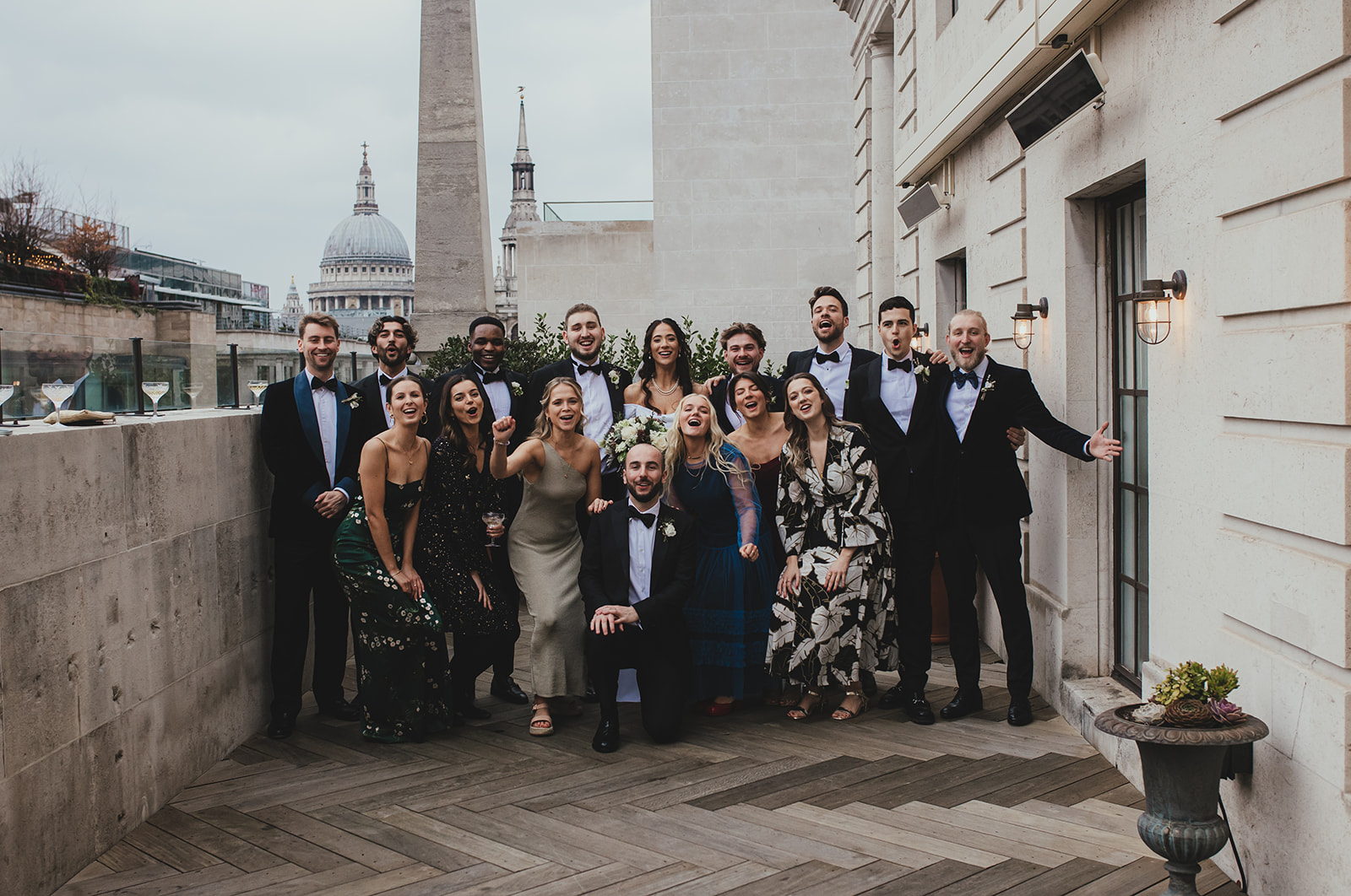 Wedding reception at The Ned overlooking London skyline