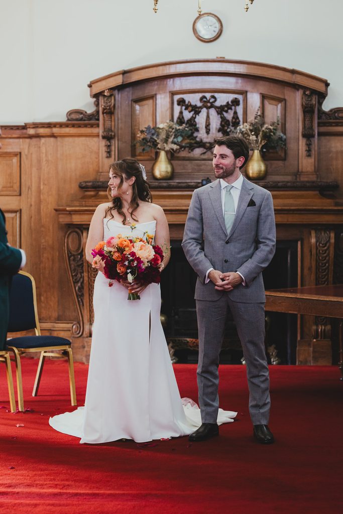 Bride and Groom during ceremony at Islington Town Hall