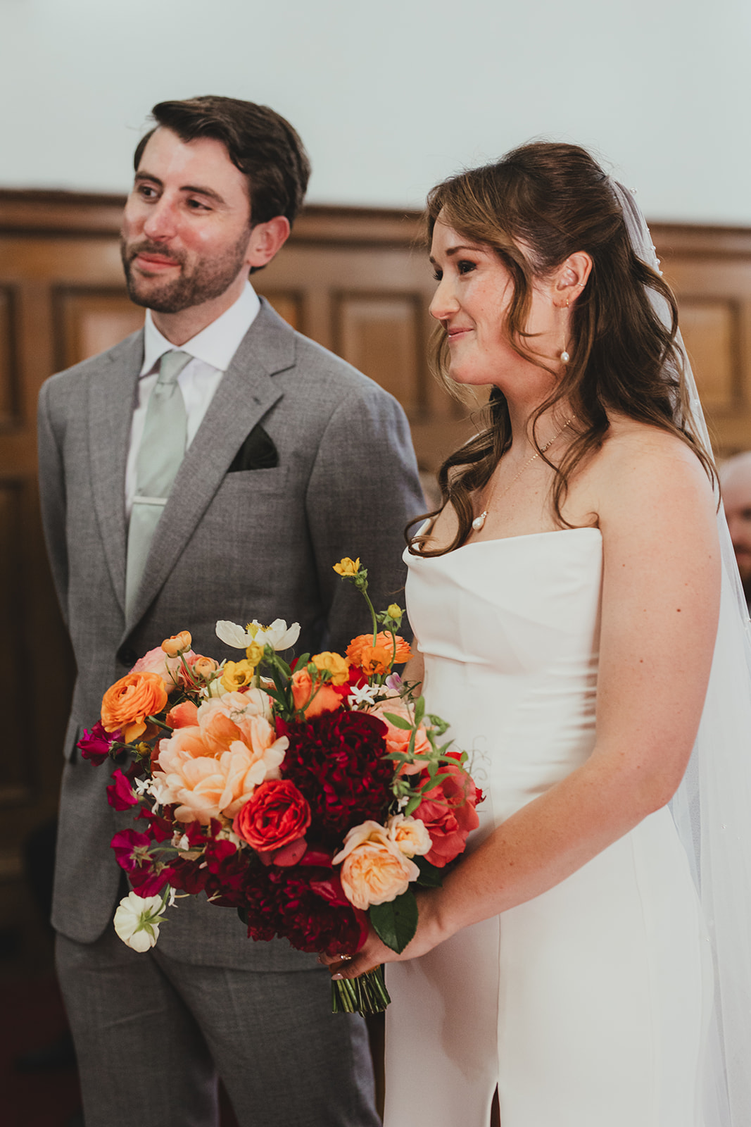 Bride and Groom during ceremony at Islington Town Hall, London wedding
