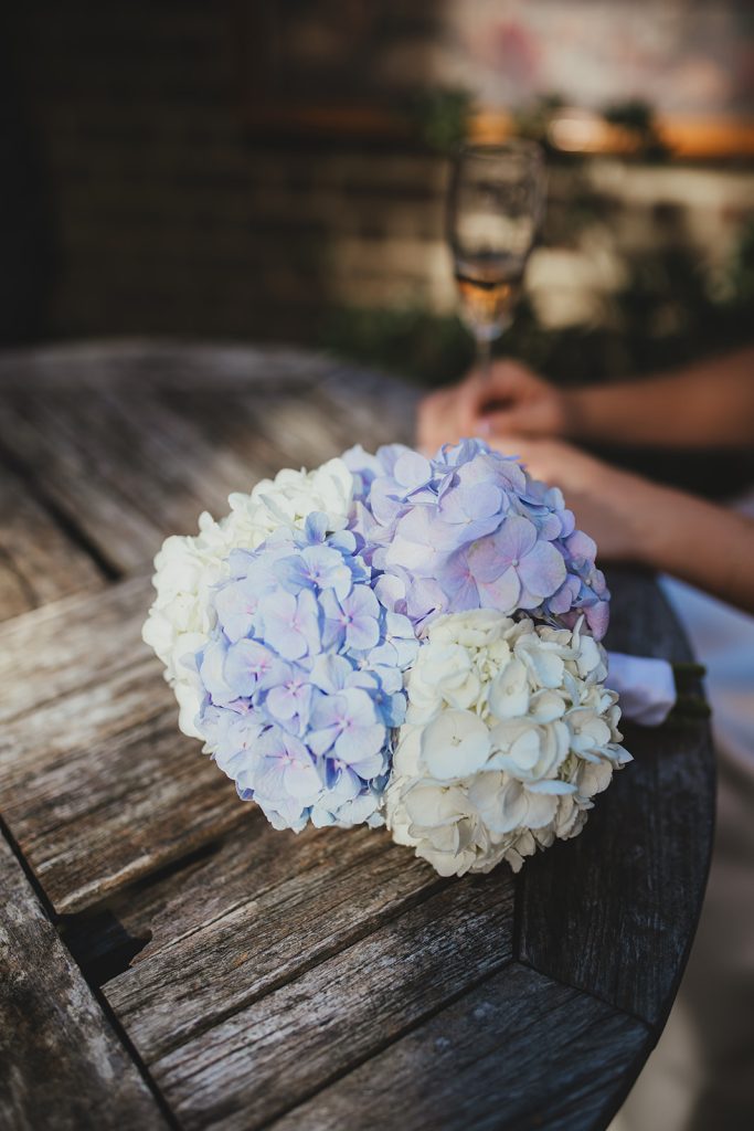Bride's bouquet on the table outside